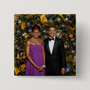 Barack Obama US President White House Christmas Bu 15 Cm Square Badge
