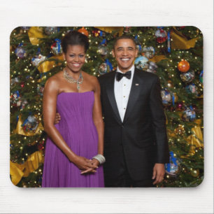 Barack Obama US President White House Christmas Mouse Pad
