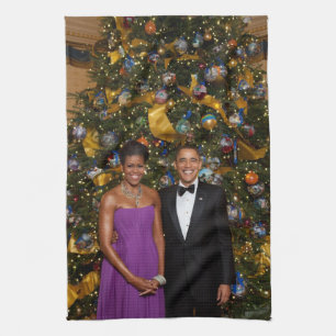 Barack Obama US President White House Christmas Tea Towel