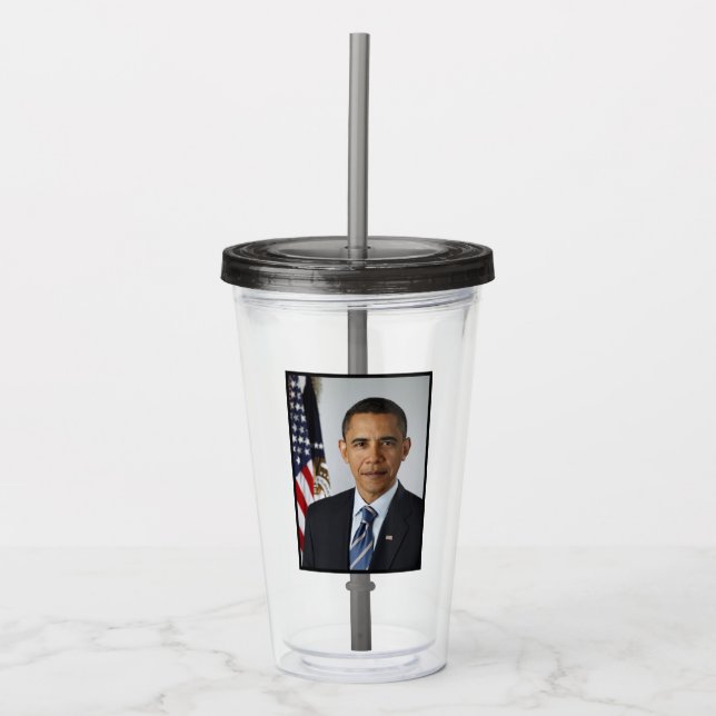 Barack Obama US President White House Portrait  Acrylic Tumbler (Front)