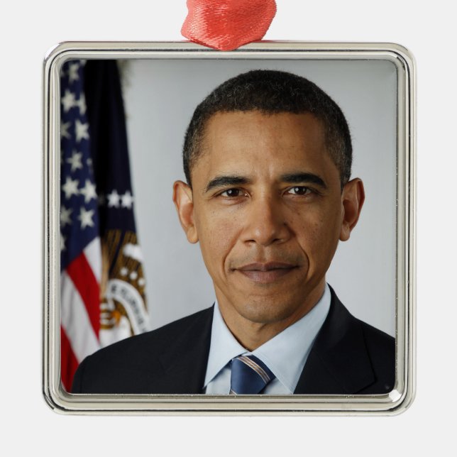 Barack Obama US President White House Portrait  Metal Ornament (Front)