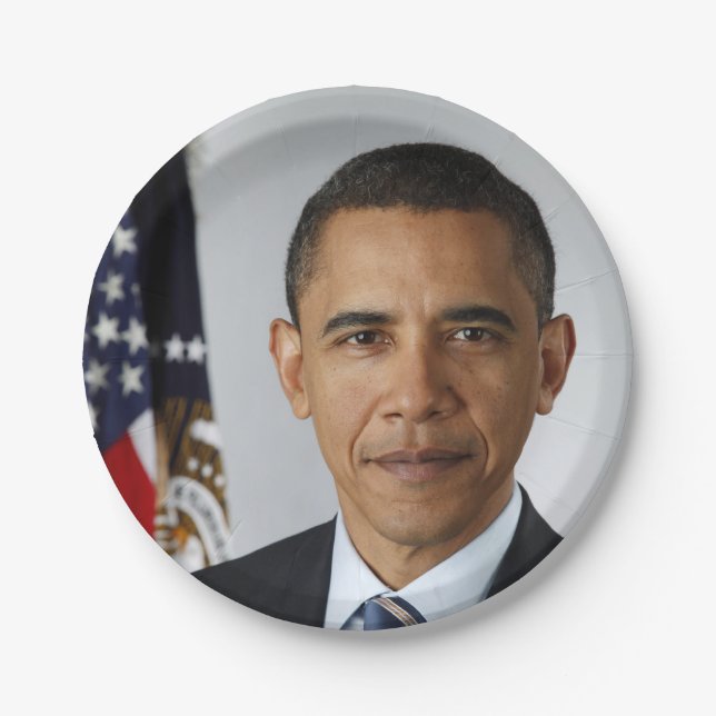 Barack Obama US President White House Portrait  Paper Plate (Front)