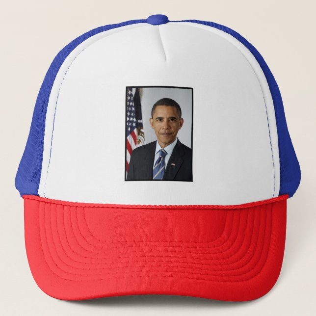 Barack Obama US President White House Portrait  Trucker Hat (Front)