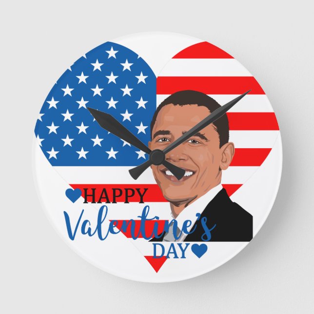 barack obama valentine round clock (Front)