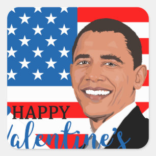 barack obama valentine square sticker