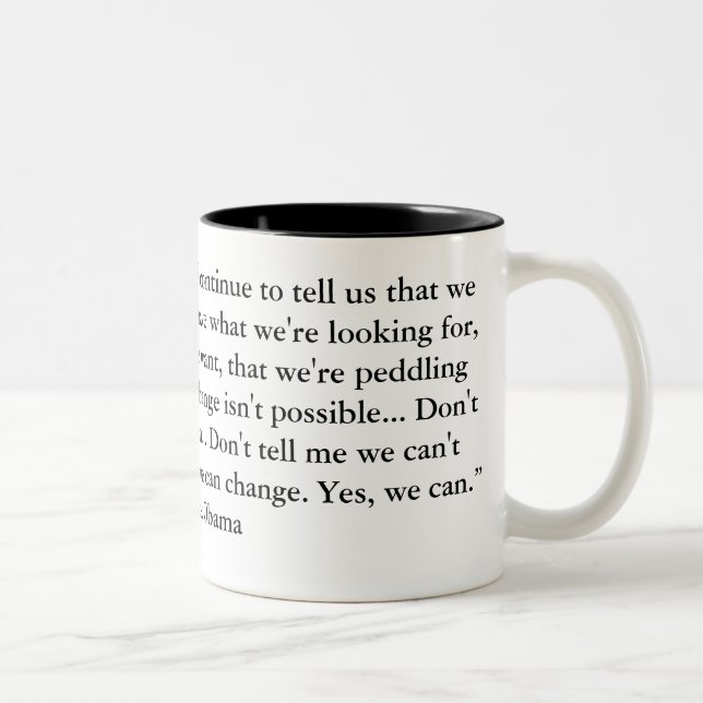 Barack Obama - "Yes We Can" Speech #2 Two-Tone Coffee Mug (Right)