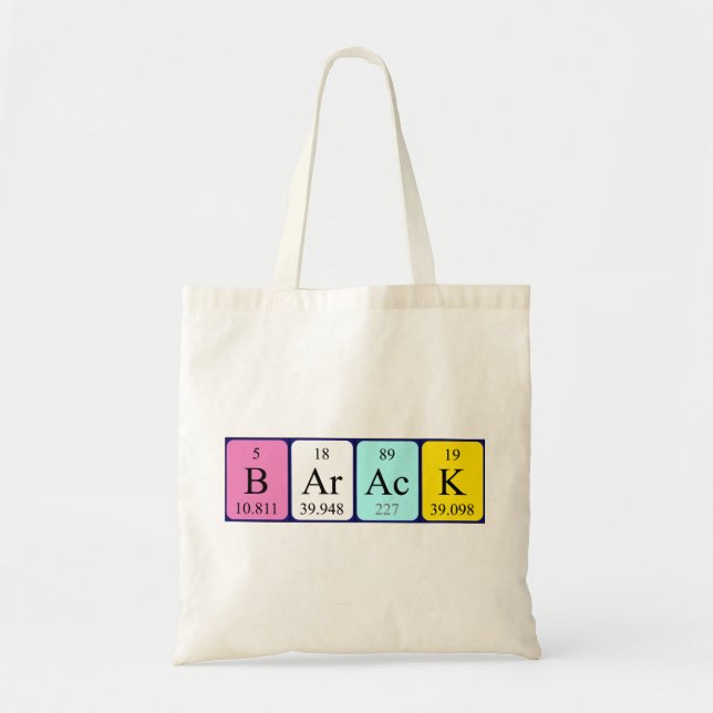Barack periodic table name tote bag (Front)