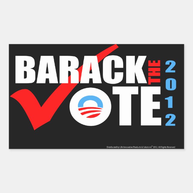 Barack The Vote 2012 Sticker with Vertical Year (Front)