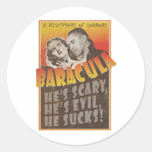 Baracula - Barack Obama Movie Poster Classic Round Sticker