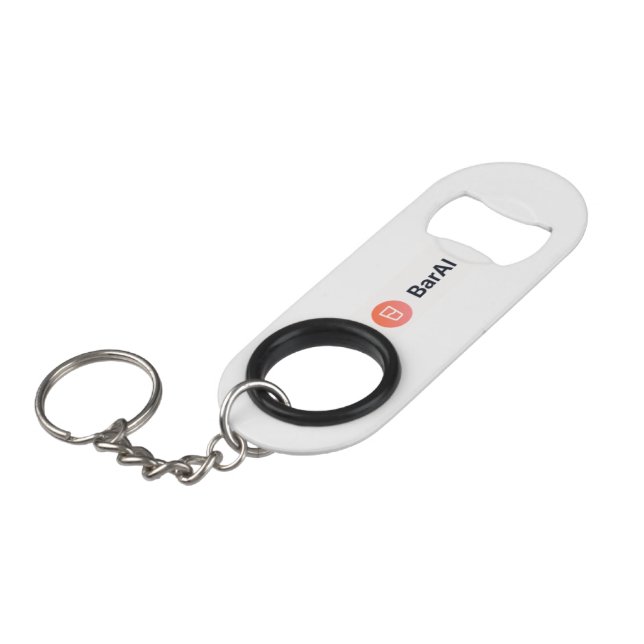 BarAI Branded Bottle Opener Keychain (Front Angled)