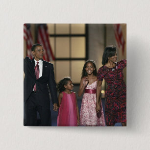 Barak Obama family wave at the last night of 15 Cm Square Badge