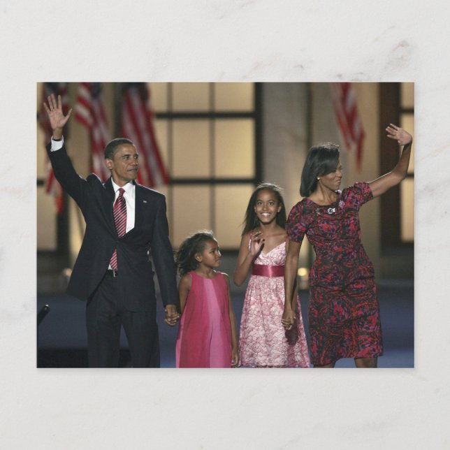 Barak Obama family wave at the last night of Postcard (Front)