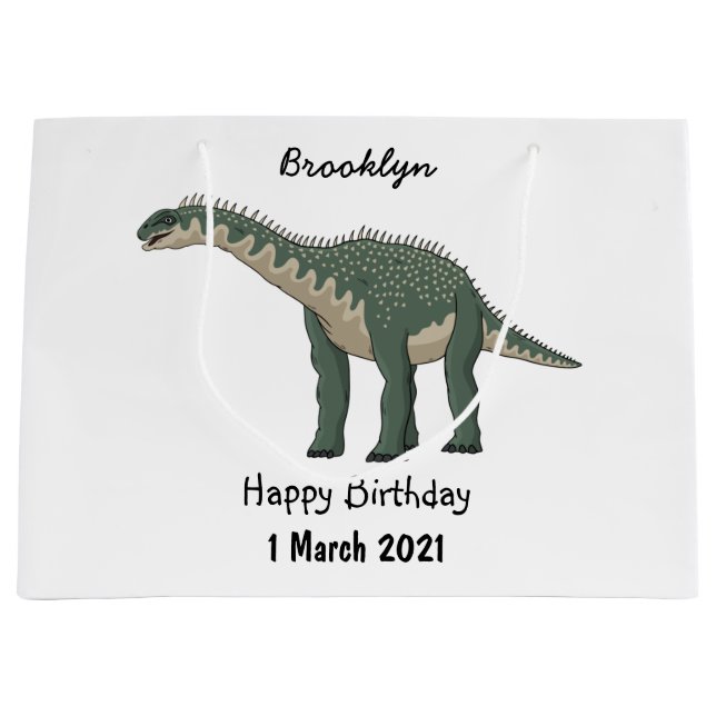 Barapasaurus cartoon illustration large gift bag (Front)