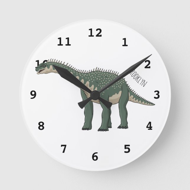 Barapasaurus cartoon illustration round clock (Front)