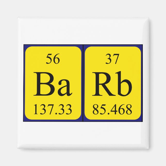 Barb periodic table name magnet (Front)