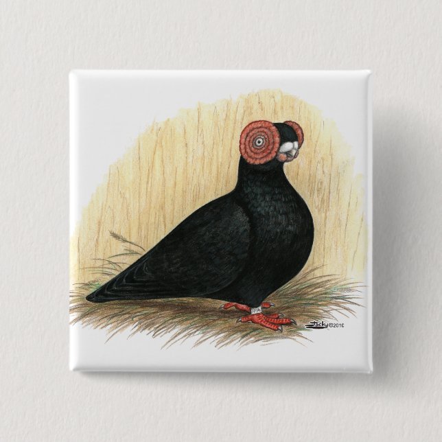 Barb:  Standard Black 15 Cm Square Badge (Front)