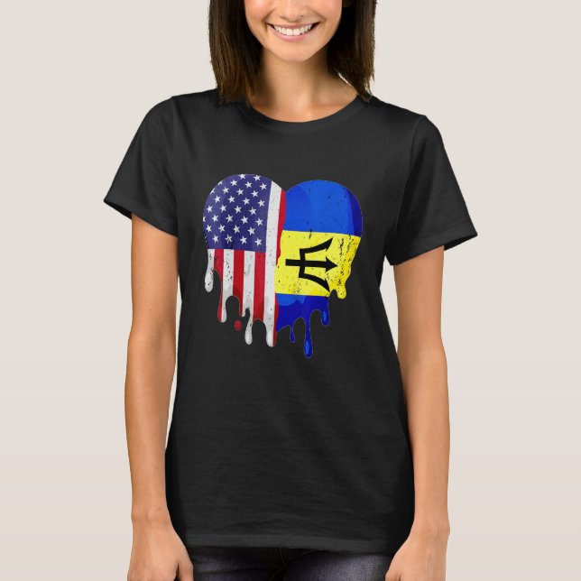 Barbadian American Patriot Grown Country Melting H T-Shirt (Front)