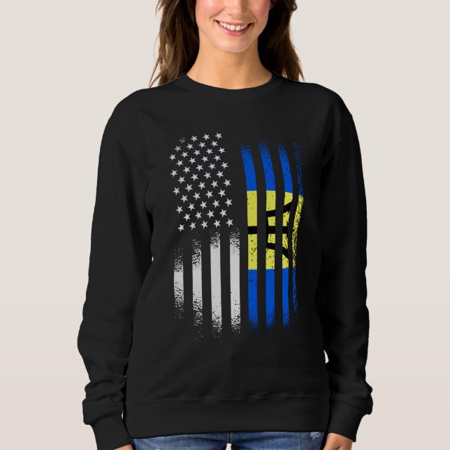 Barbadian American Patriot Grown Country USA Flags Sweatshirt (Front)