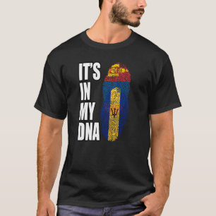 Barbadian And Mongolian Mix DNA Heritage Flag T-Shirt