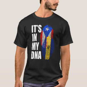 Barbadian And Puerto Rican Mix Dna Flag Heritage T-Shirt