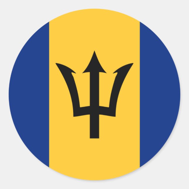 Barbadian Flag, Flag of Barbados Classic Round Sticker (Front)