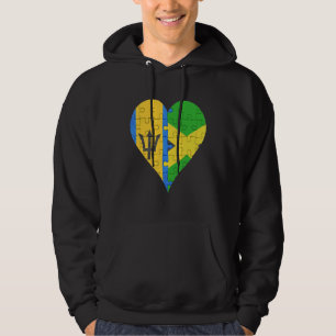 Barbadian Jamaican Flag Heart Hoodie