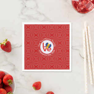 Barbadian LOVE Heart Flag Valentine Personalised Napkin