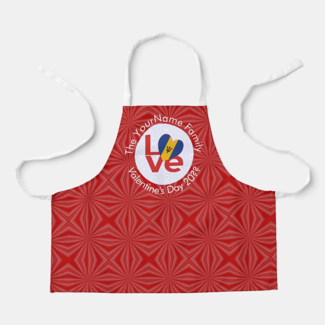 Barbadian Red LOVE Flag Personalised  Apron (Front)