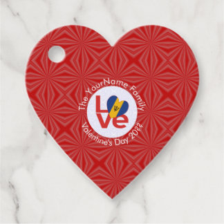Barbadian Red LOVE Flag Personalised Favour Tags