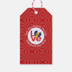 Barbadian Red LOVE Flag Personalised Gift Tags