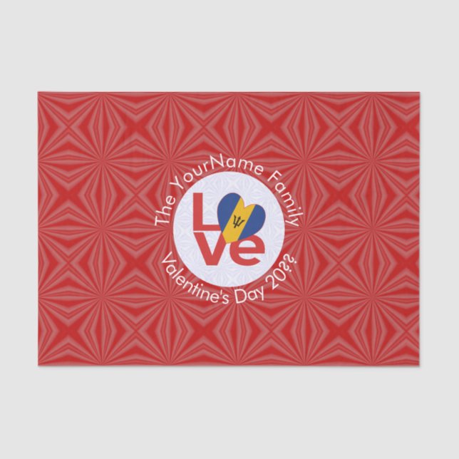 Barbadian Red LOVE Flag Personalised  Tissue Paper (Front)