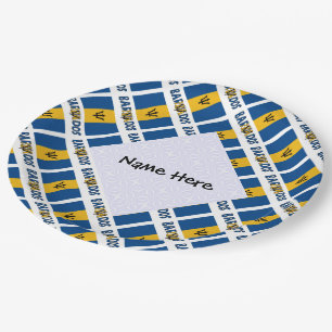 Barbados and Barbadian Flag Tiled Personalised  Paper Plate