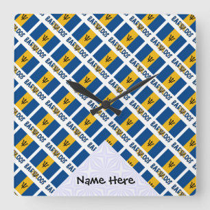 Barbados and Barbadian Flag Tiled with Your Name Square Wall Clock