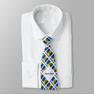 Barbados and Barbadian Flag Tiled with Your Name Tie