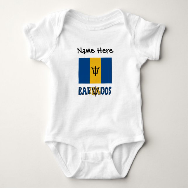 Barbados and Barbadian Flag with Your Name Baby Bodysuit (Front)