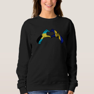 Barbados Bahamas Flag Barbadian Bahamians Heart 1 Sweatshirt