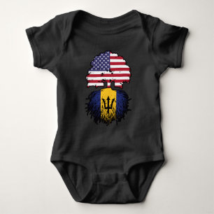 Barbados Barbadian American USA Tree Roots Flag Baby Bodysuit