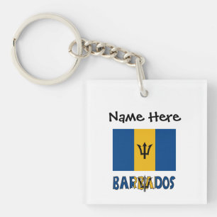 Barbados Barbadian Baja Flag Personalised Name Key Ring