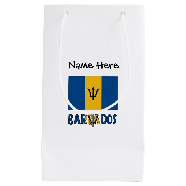 Barbados Barbadian Baja Flag Personalised Name  Small Gift Bag (Front)