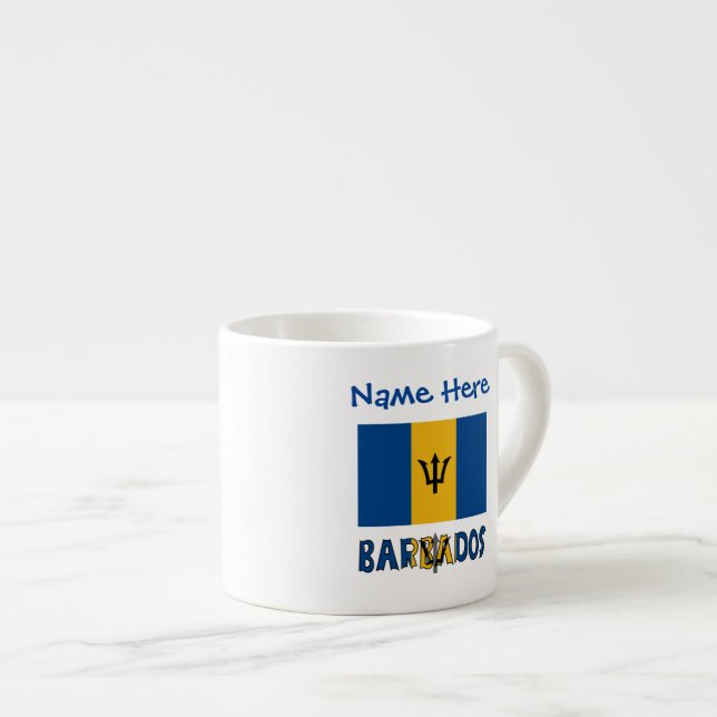 Barbados Barbadian Flag Blue Personalisation  Espresso Cup (Front Right)