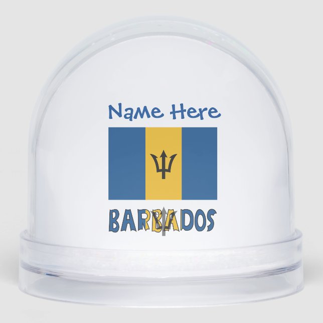 Barbados Barbadian Flag Blue Personalised  Snowglobe (Front)