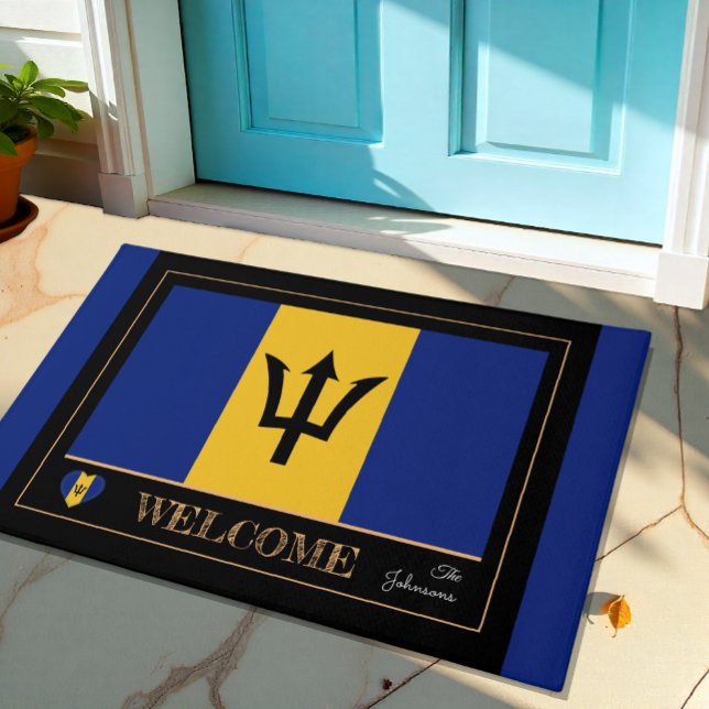 Barbados & Barbados Flag house mats/sports Welcome Doormat (Creator Uploaded)