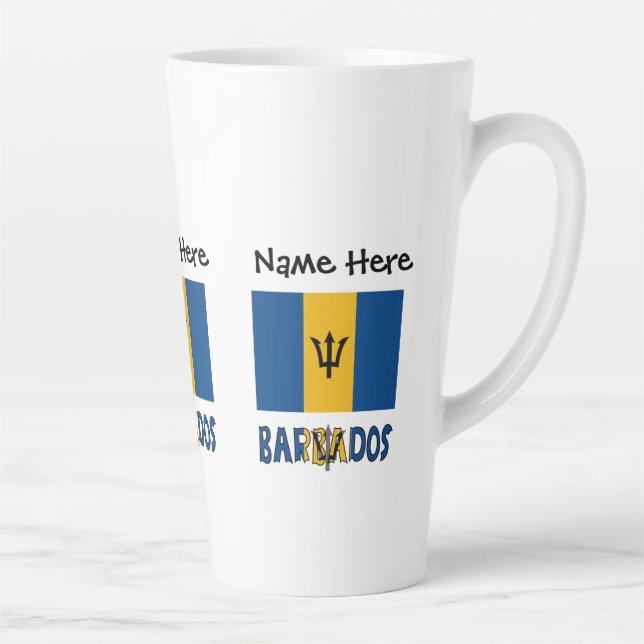 Barbadós Barbarian Flag Personalised  Latte Mug (Right)