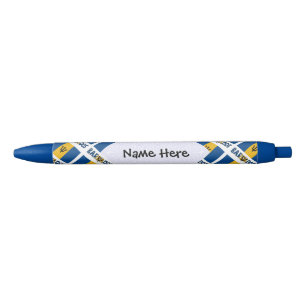 Barbadós Barbarian Flag Tiled Personalised Black Ink Pen