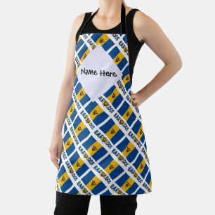 Barbados Barbarian Flag Tiled Personalised Name Apron