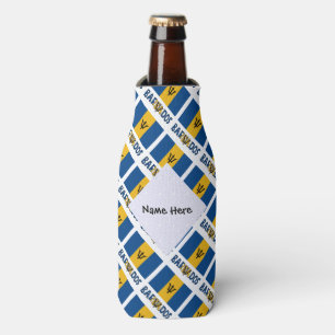 Barbados Barbarian Flag Tiled Personalised Name Bottle Cooler