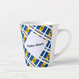 Barbados Barbarian Flag Tiled Personalised Name Latte Mug