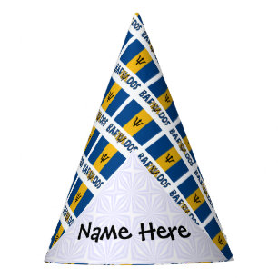 Barbados Barbarian Flag Tiled Personalised Name Party Hat