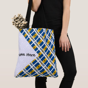 Barbados Barbarian Flag Tiled Personalised Name Tote Bag