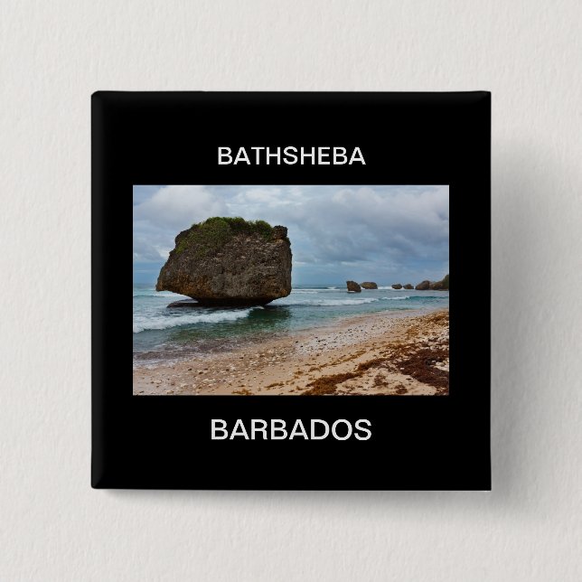 Barbados, Bathsheba Rocks 15 Cm Square Badge (Front)